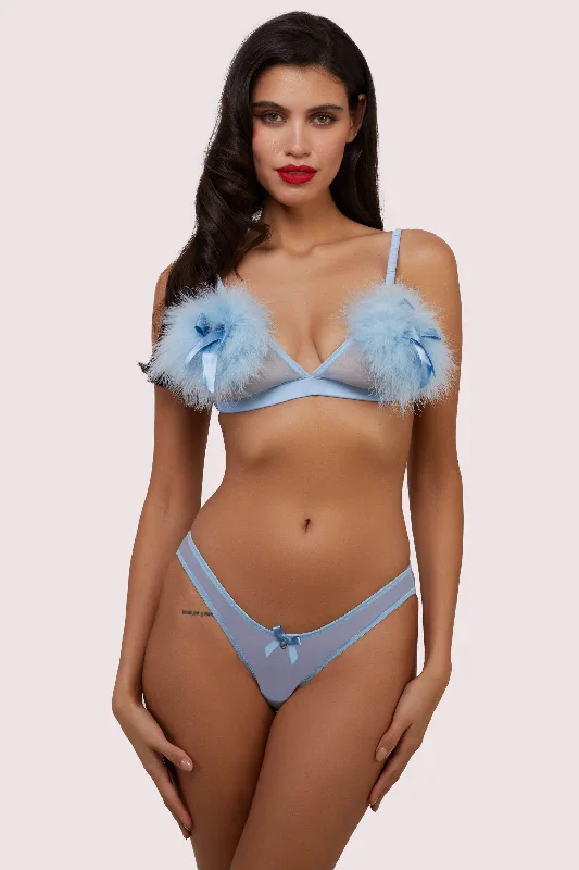 Lulu Baby Blue Diamanté Marabou Triangle