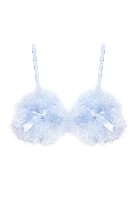 Lulu Baby Blue Diamanté Marabou Triangle