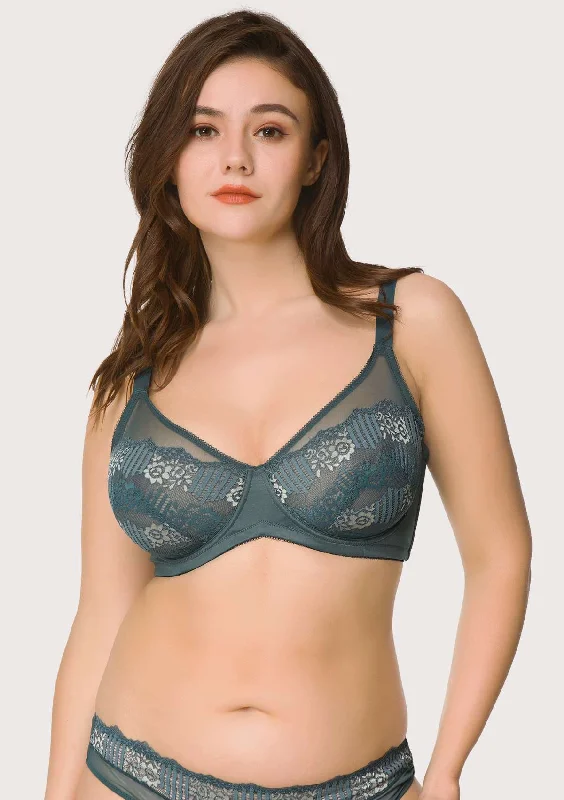 Bellissima Stripe Floral Lace Underwire Bra