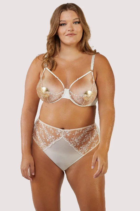 Cassia Ivory Floral Embroidery Quarter Cup Bra