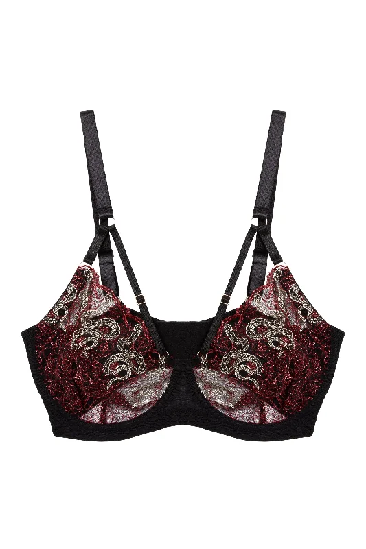 Dakota Red Snake Embroidered Balconette Bra