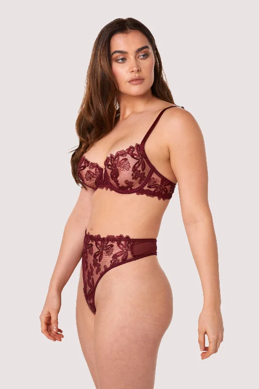 Eva Dark Cherry Graphic Embroidery Balconette Bra