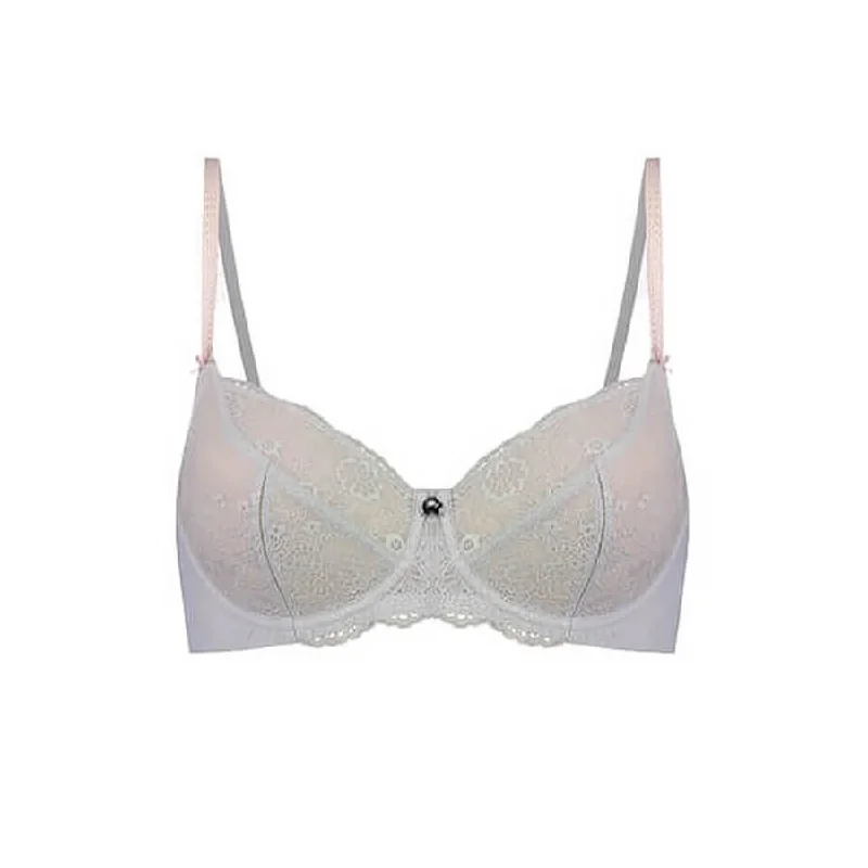 Peony Lace Balconette Bra - Storm Cloud