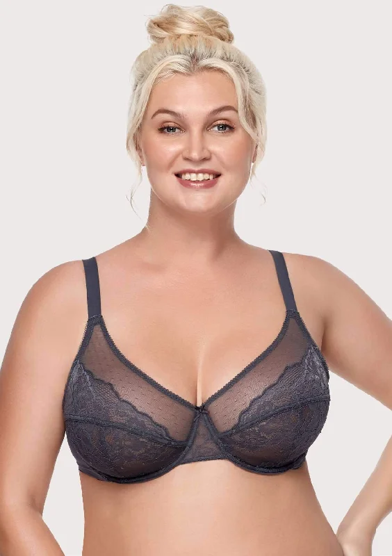 Enchante Lace Dark Gray Underwire Bra Set