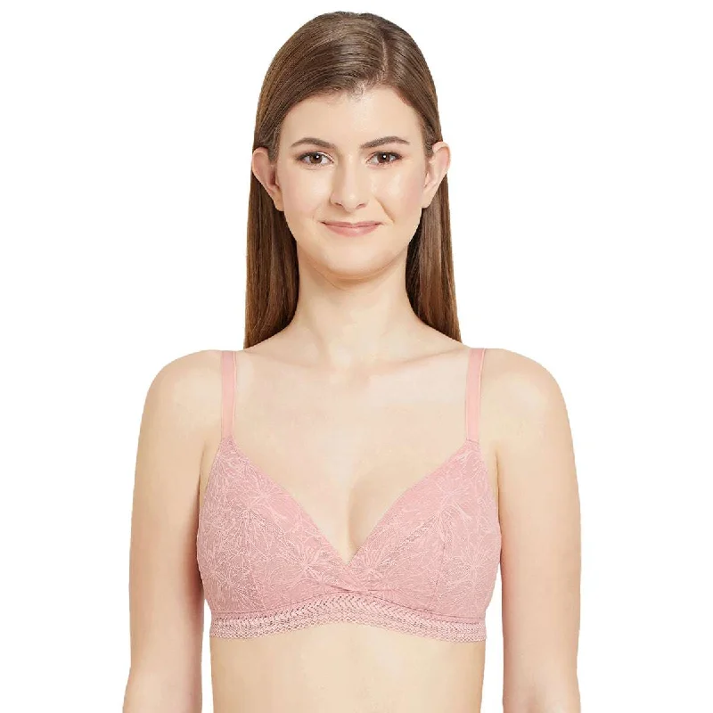 Lilia Padded Non-Wired 3/4Th Cup Lace Fashion Bra-Pink