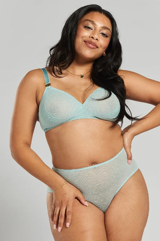 Lotus recycled-tulle soft bralette - Fjordland Green