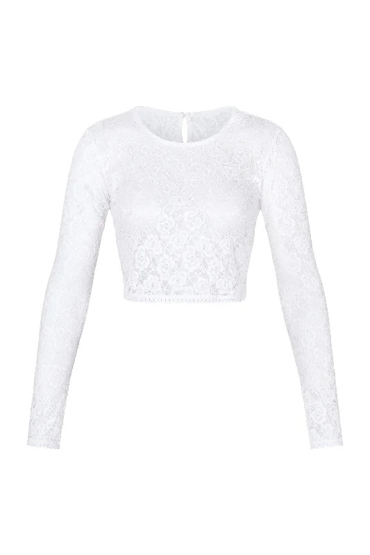 Long Sleeve Crop Top White