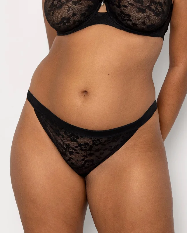 No-Show Lace String Bikini - Black Hue