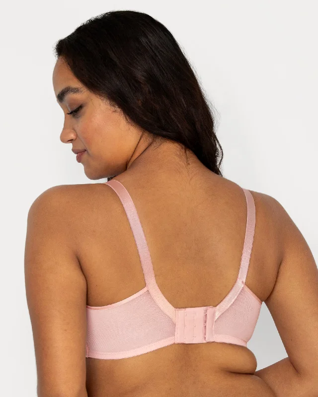 No-Show Lace Unlined Underwire Bra	 - Blushing Rose