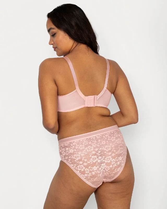 No-Show Lace Unlined Underwire Bra	 - Blushing Rose