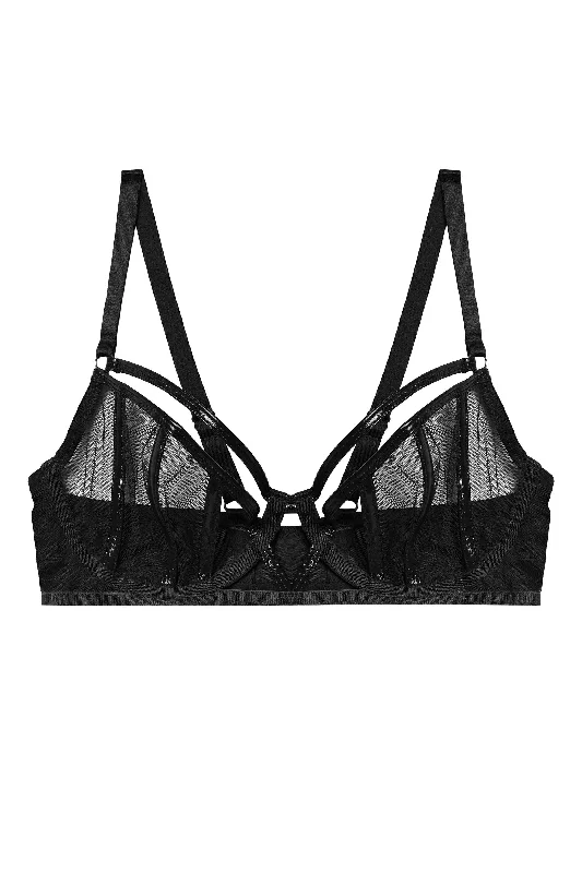 Kelly Black PVC Panelled Bra