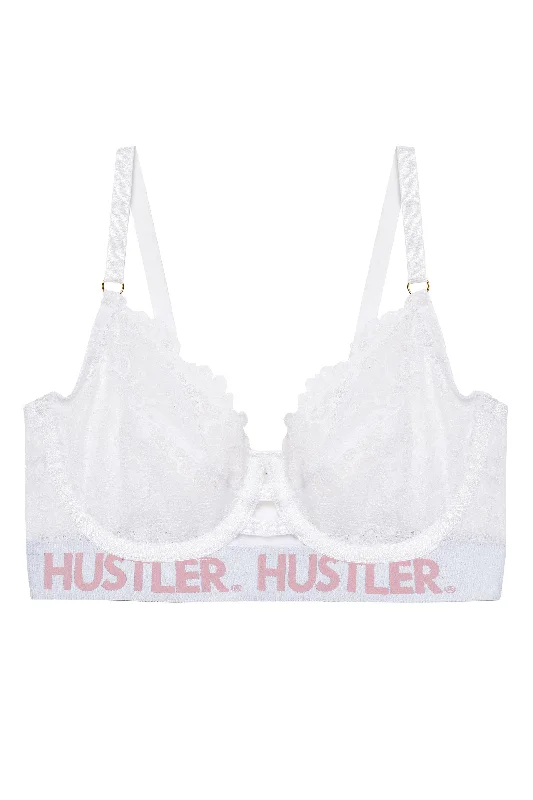 Branded Lace White Bra