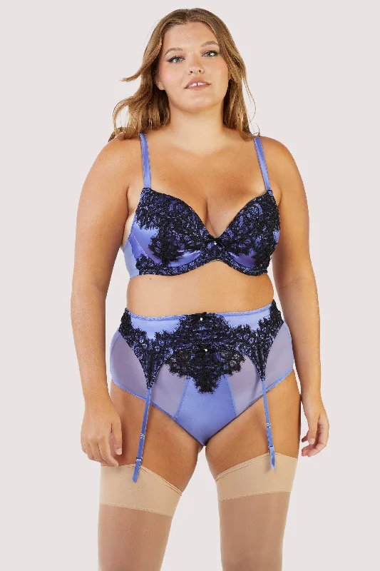 Stevie Lilac and Black Plunge Padded Bra