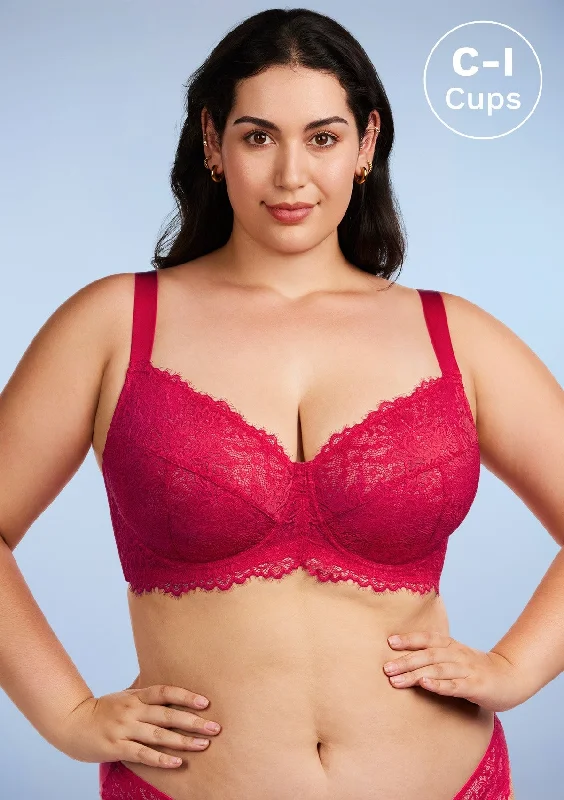 Sunflower Raspberry Underwire Lace Bra Set