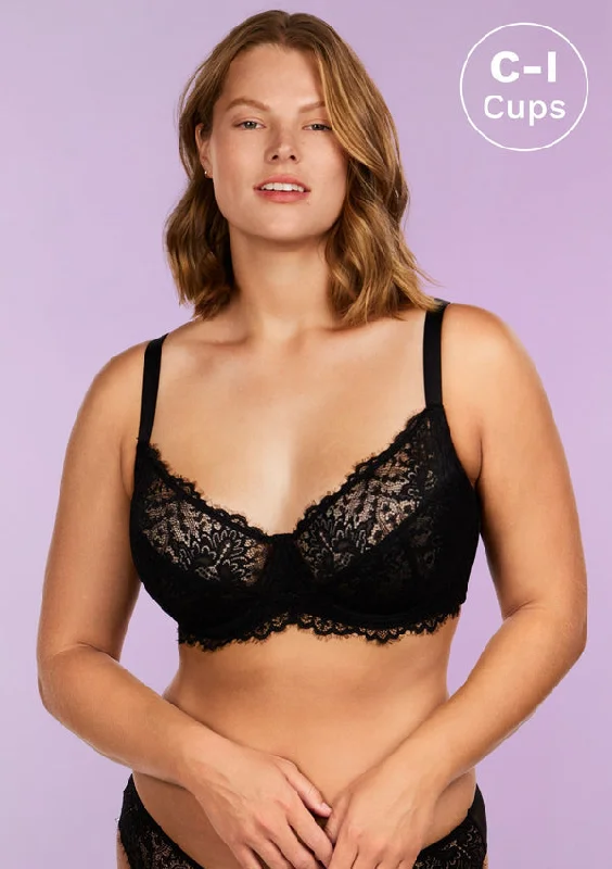 HSIA Sunflower Underwire Black Lace Bra Set