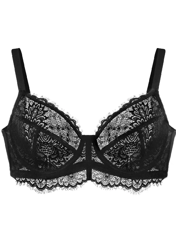 HSIA Sunflower Underwire Black Lace Bra Set