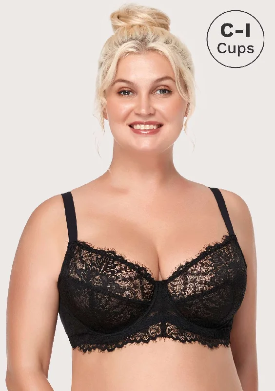 HSIA Sunflower Underwire Black Lace Bra Set