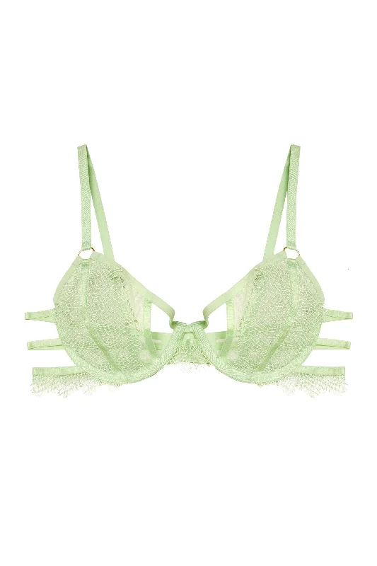 Valentina Green Cut out Trim Mesh Bra