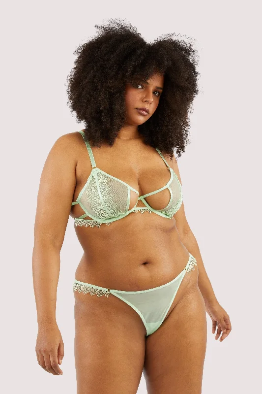 Valentina Green Cut out Trim Mesh Bra