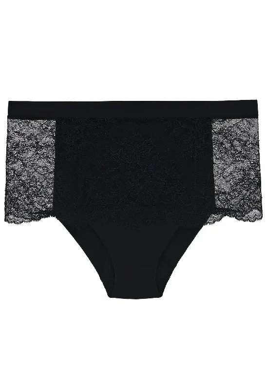 Black Leavers lace high-waisted brief