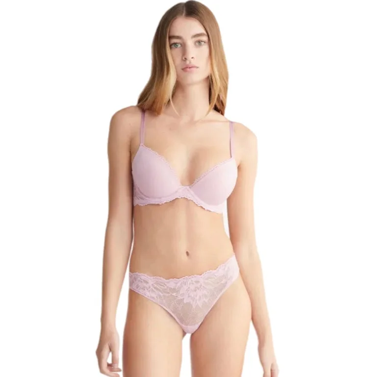 Calvin Klein Seductive Comfort Lotus Floral Thong Mauve Mist