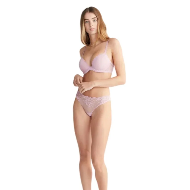 Calvin Klein Seductive Comfort Lotus Floral Thong Mauve Mist