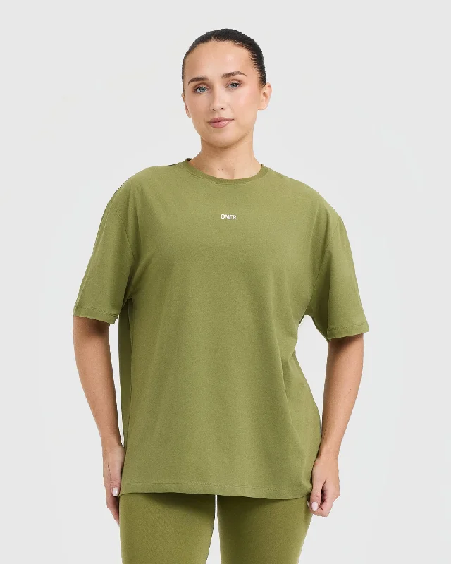 Classic Oner Graphic Oversized Lightweight T-Shirt | Olive Green