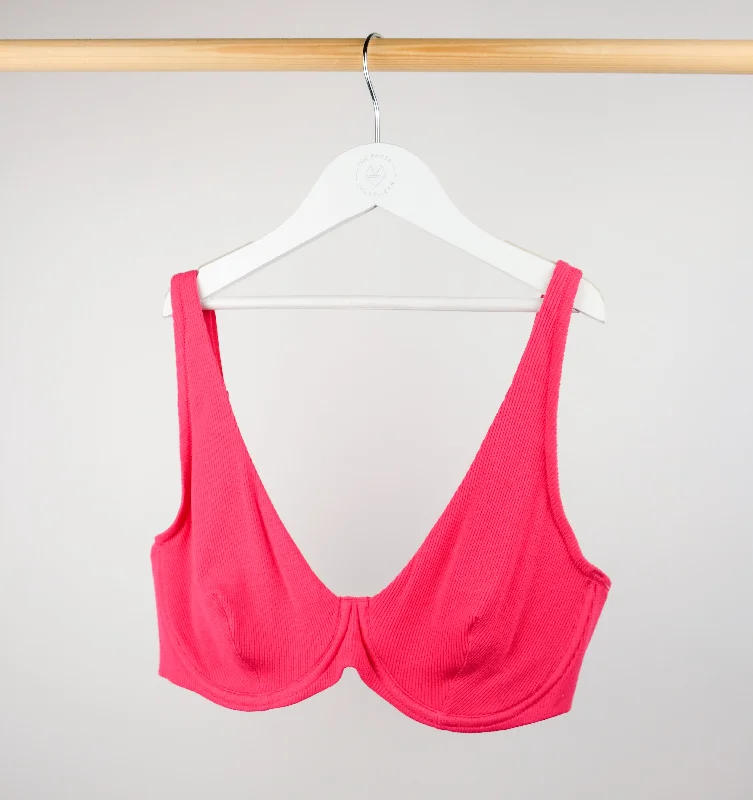 Ribbed modal & cotton high apex plunge [Fuchsia]