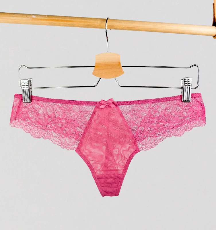 Lace seam-free thong [Berry Pink]