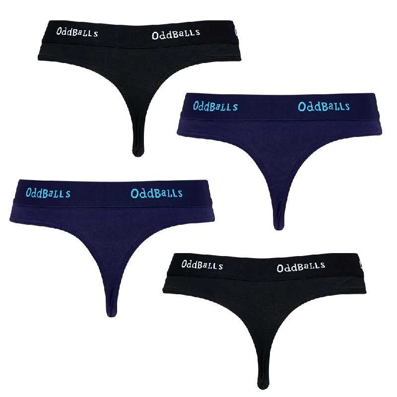 Midnight and Black Bundle - Ladies Thong 4 Pack Bundle