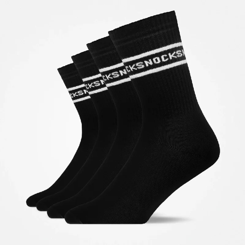 Hohe Sportsocken mit Streifen | Schwarz (SNOCKS)