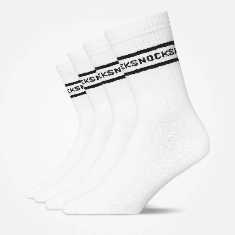 Hohe Sportsocken mit Streifen | Weiß (SNOCKS)