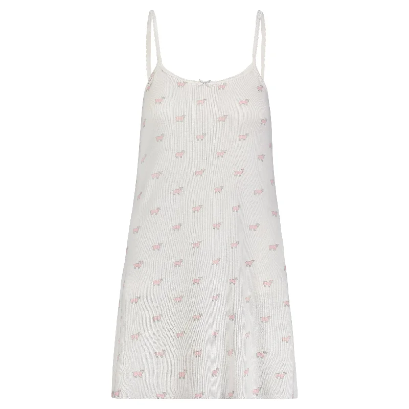 Polkadot PINK SHEEP Print SCOOP A LINE GOWN