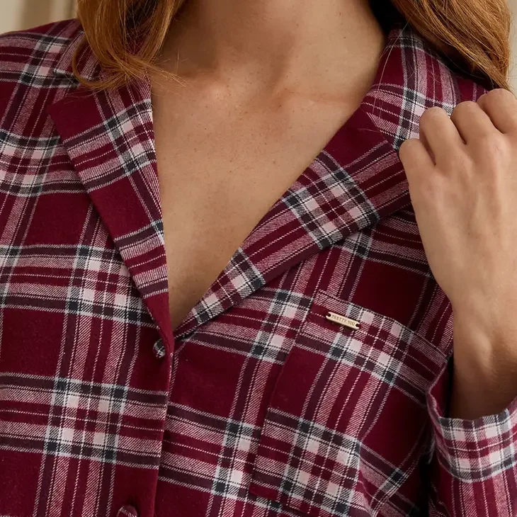 Plaid Nightshirt In Bordeaux