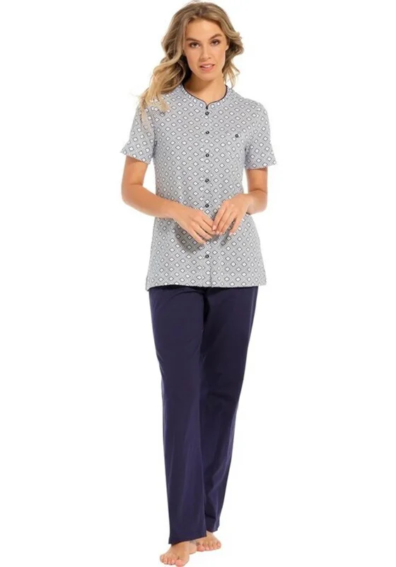 Pastunette Daimond Dot Print Pyjama Set, Navy