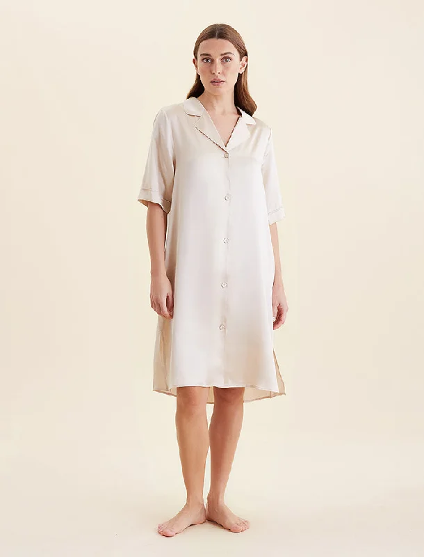 Audrey Silk Short Sleeve Nightshirt