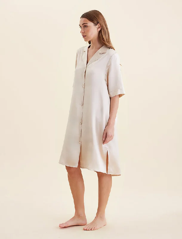 Audrey Silk Short Sleeve Nightshirt