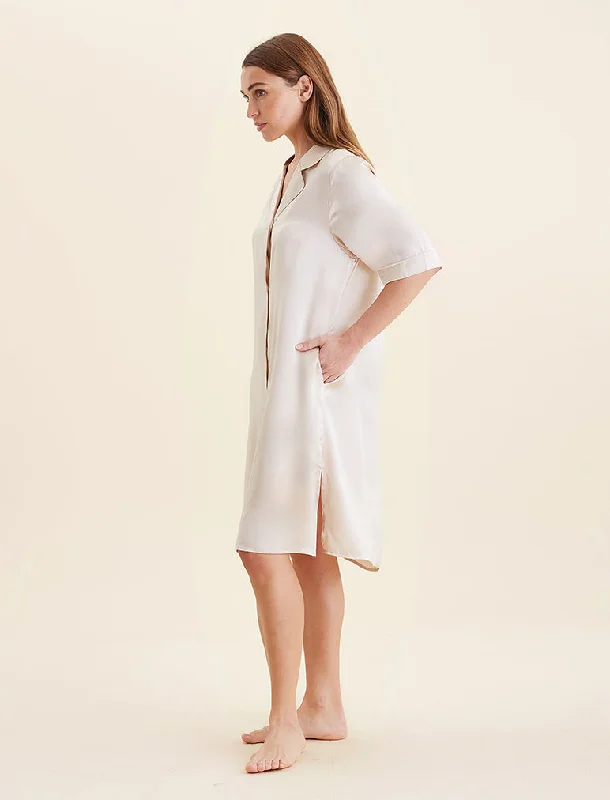 Audrey Silk Short Sleeve Nightshirt