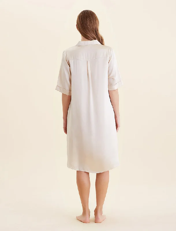 Audrey Silk Short Sleeve Nightshirt