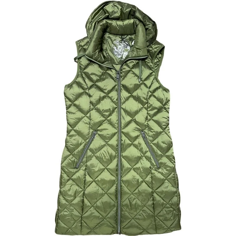 LEBEK QUILTED LONG GILET HOODED 11480022-OLIVE