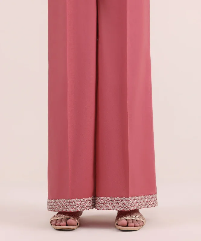 Embroidered Cambric Flared Pants