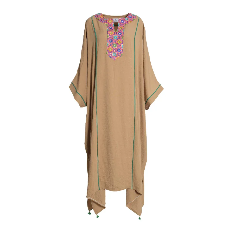 Fahm Women's Beige Dress, Free Size