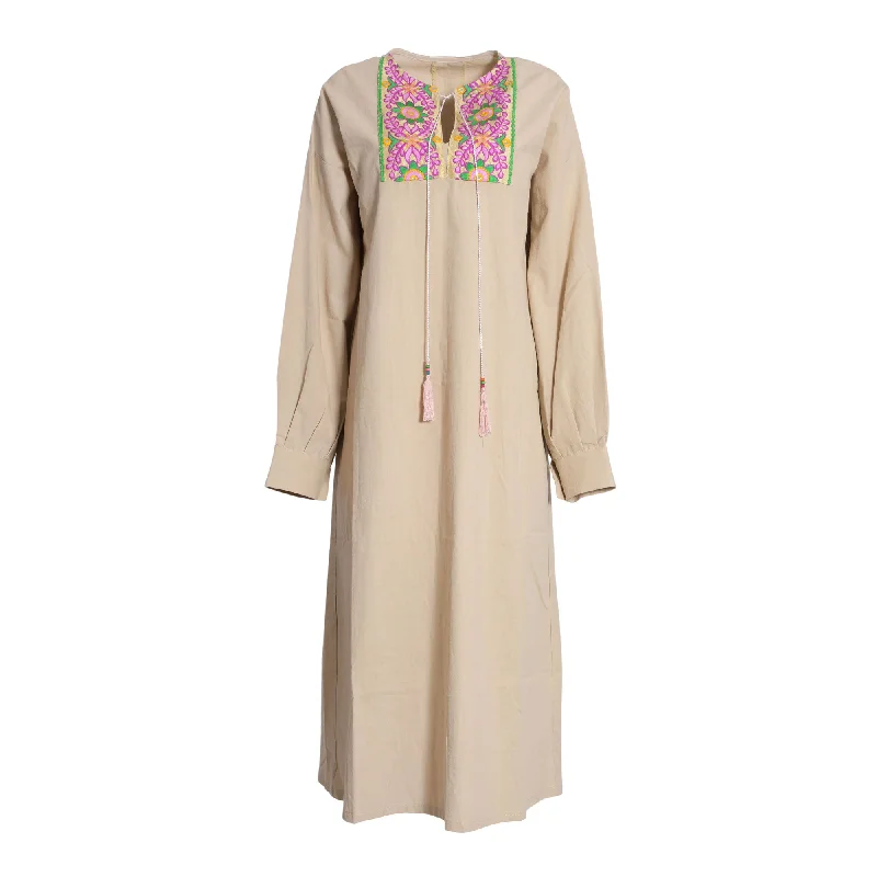 Fahm Women's Beige Dress, Free Size