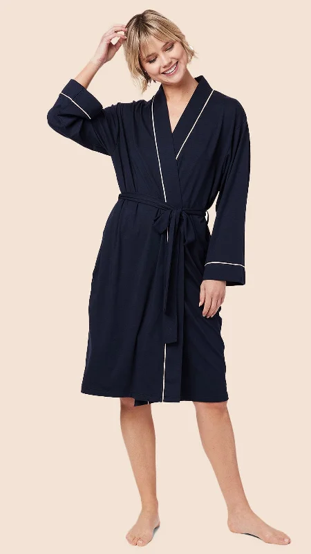 Classic Pima Knit Robe - Midnight