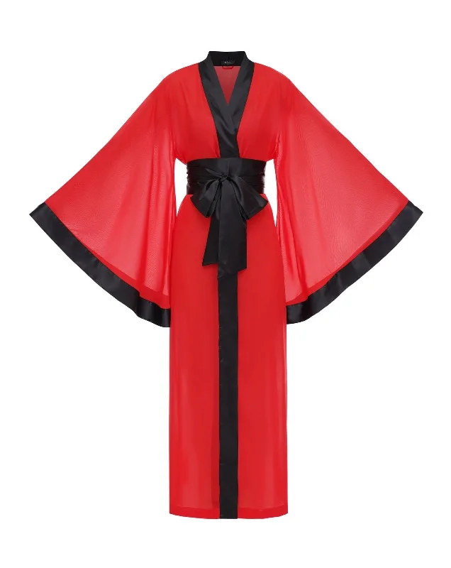 Duo Sheer Red and Black Kimono