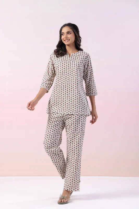 Gardenia Motif Cotton Loungewear Set