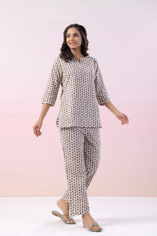 Gardenia Motif Cotton Loungewear Set