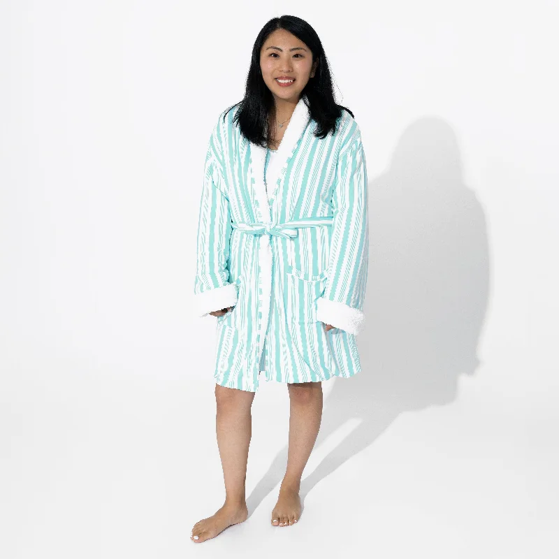 Slumber Stripes Bamboo Adult Sherpa Robe