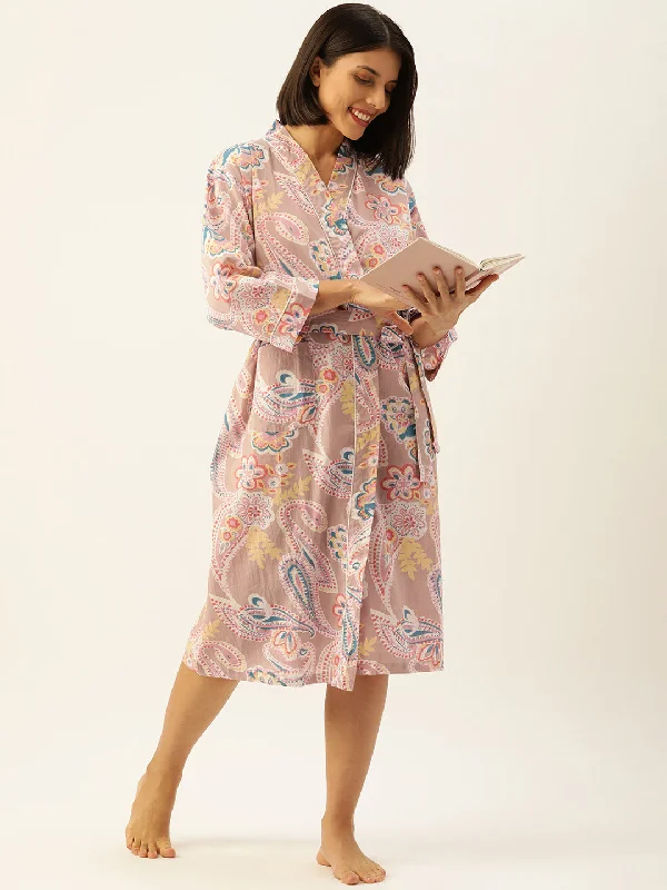 PAISLEY Hand printed Pure Cotton kimono robe