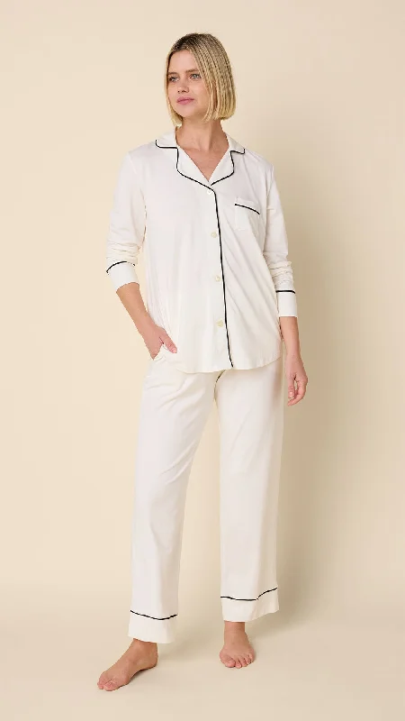 Classic Pima Knit Long-Sleeved Pajama - Ivory